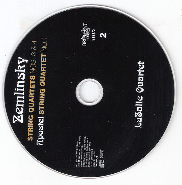 Alexander Von Zemlinsky, Lasalle Quartet : String Quartets (Complete) (2xCD, RE)