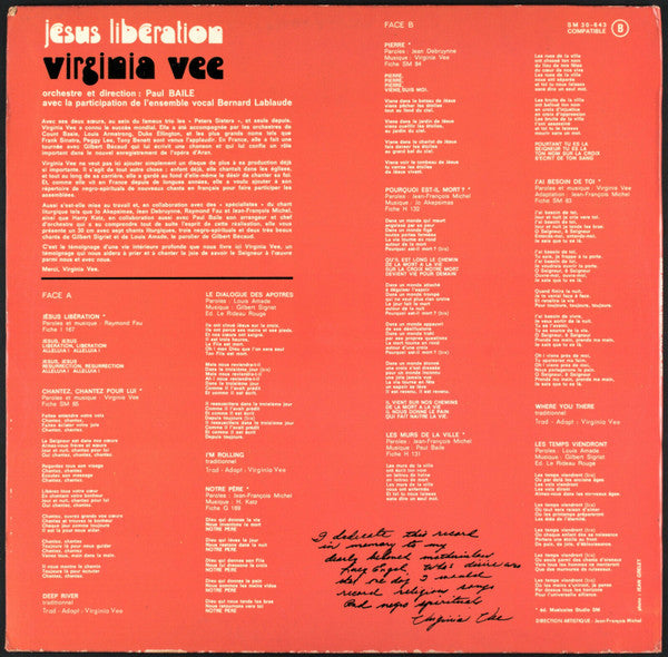 Virginia Vee : Jesus Libération (LP)