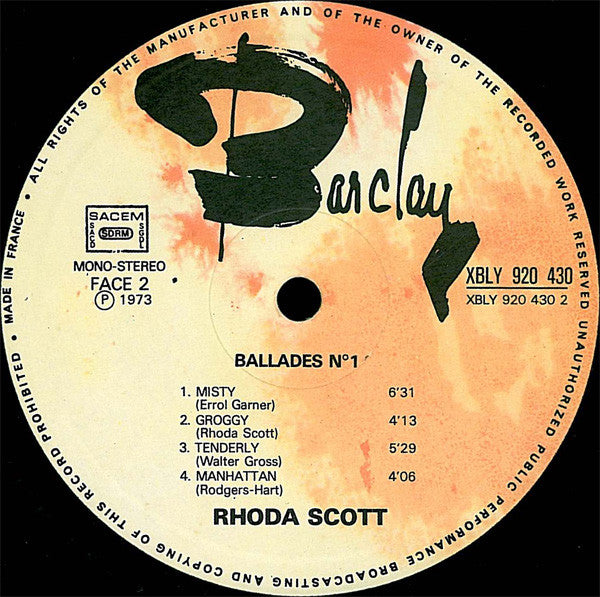 Rhoda Scott : À L'Orgue Hammond - Ballades № 1 (LP, Album)