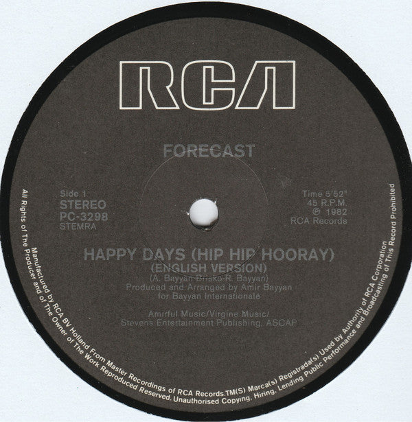 Forecast : Happy Days (Hip Hip Hooray) (12")