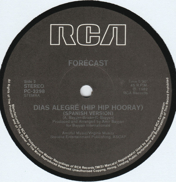 Forecast : Happy Days (Hip Hip Hooray) (12")