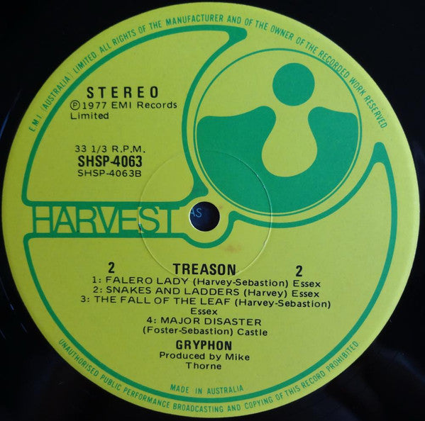 Gryphon : Treason (LP, Album)