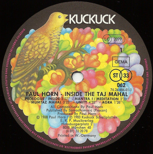 Paul Horn : Inside The Taj Mahal (LP)