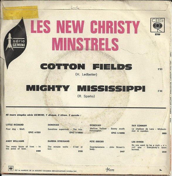 The New Christy Minstrels : Cotton Fields / Mighty Mississippi (7", Single)