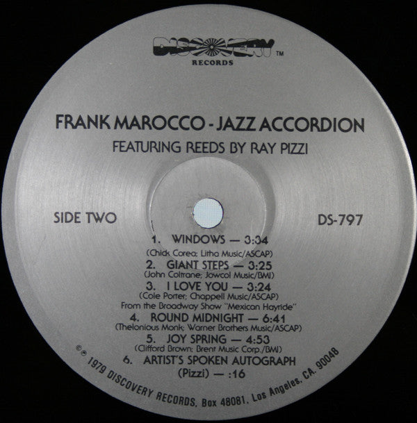 Frank Marocco Featuring Reeds By Ray Pizzi : Jazz Accordion (LP, Album)