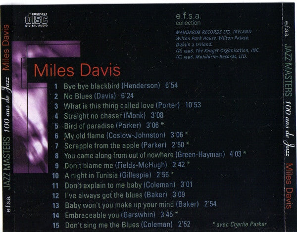 Miles Davis : Jazz Masters (100 Ans De Jazz) (CD, Comp)