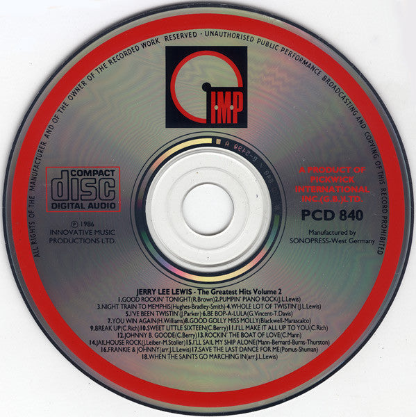 Jerry Lee Lewis : The Greatest Hits Vol. 2 (CD, Comp)