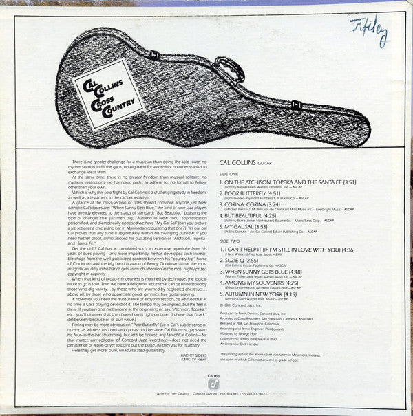 Cal Collins : Cross Country (LP, Album)