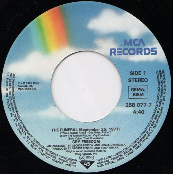 George Fenton And Jonas Gwangwa : Cry Freedom (7", Single)