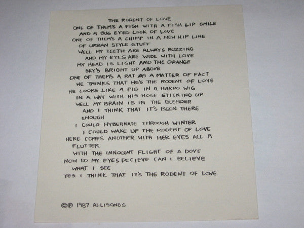 Frank Allison And The Odd Sox : Rodent Of Love / Some Odd Girl (7", Single)