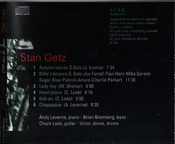 Stan Getz : Jazz Masters (100 Ans De Jazz) (CD, Album, RE)