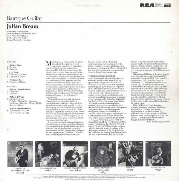 Julian Bream : Baroque Guitar (LP, RE)