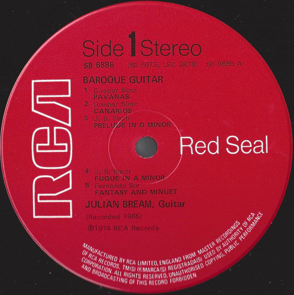 Julian Bream : Baroque Guitar (LP, RE)