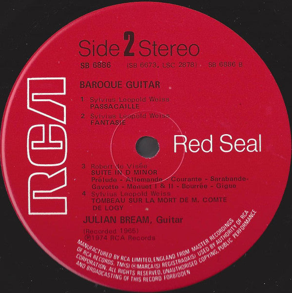 Julian Bream : Baroque Guitar (LP, RE)