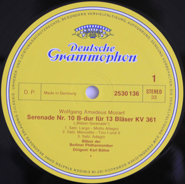 Wolfgang Amadeus Mozart, Blasorchester der Berliner Philharmoniker, Karl Böhm : Serenade Für 13 Bläser KV 361 (LP)
