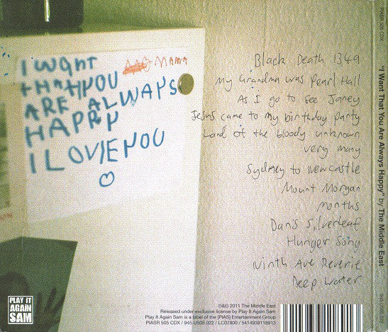 The Middle East : I Want That You Are Always Happy (CD, Album)