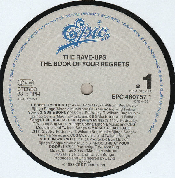 The Rave-Ups : The Book Of Your Regrets (LP, Album)