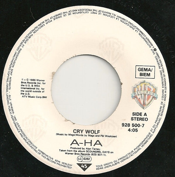 a-ha : Cry Wolf (7", Single, Ltd, Fol)