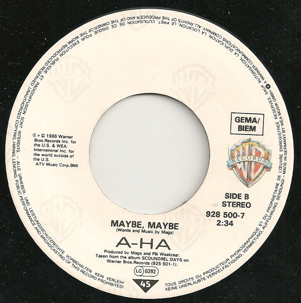 a-ha : Cry Wolf (7", Single, Ltd, Fol)