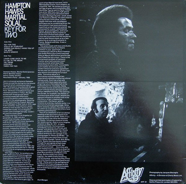 Hampton Hawes, Martial Solal : Key For Two (LP, Album, RE)