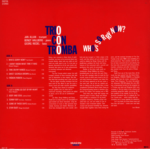 Trio Con Tromba : Who's Sorry Now? (LP, Album)