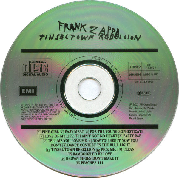 Frank Zappa : Tinseltown Rebellion (CD, Album, RE)