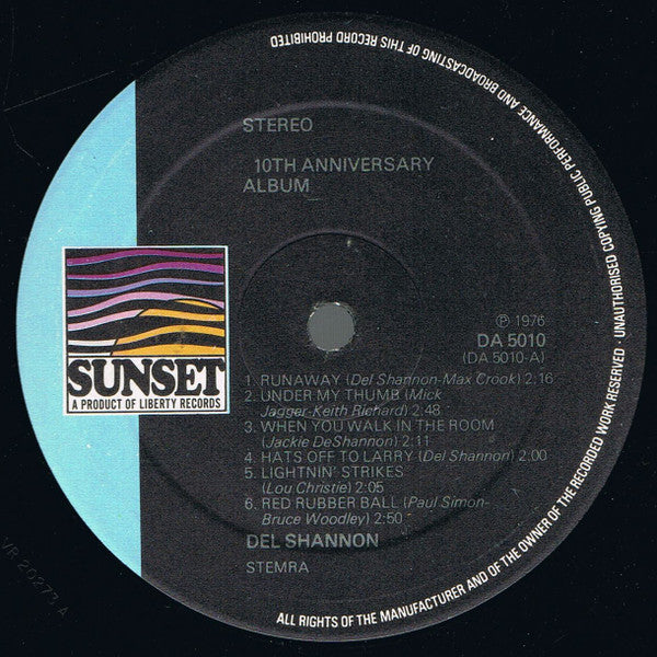 Del Shannon : 10th Anniversary Album (LP, Comp)