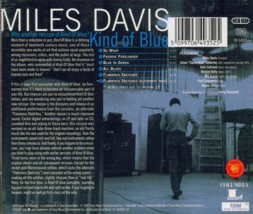 Miles Davis : Kind Of Blue (CD, Album, RE, Bla)