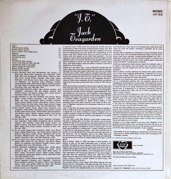 Jack Teagarden : J.T. (LP, Comp, Mono)