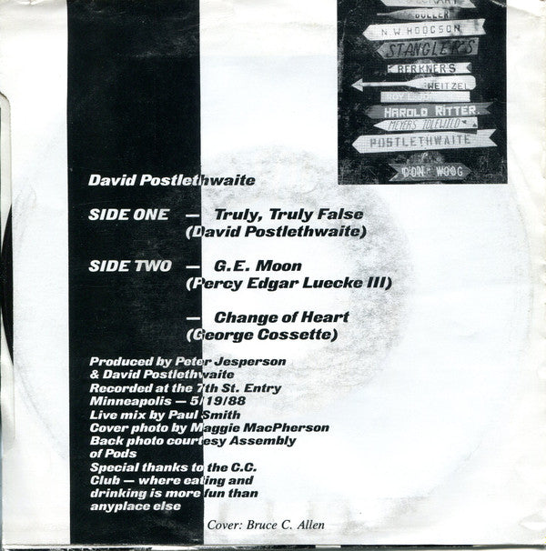 David Postlethwaite : Truly, Truly False (7", Single)