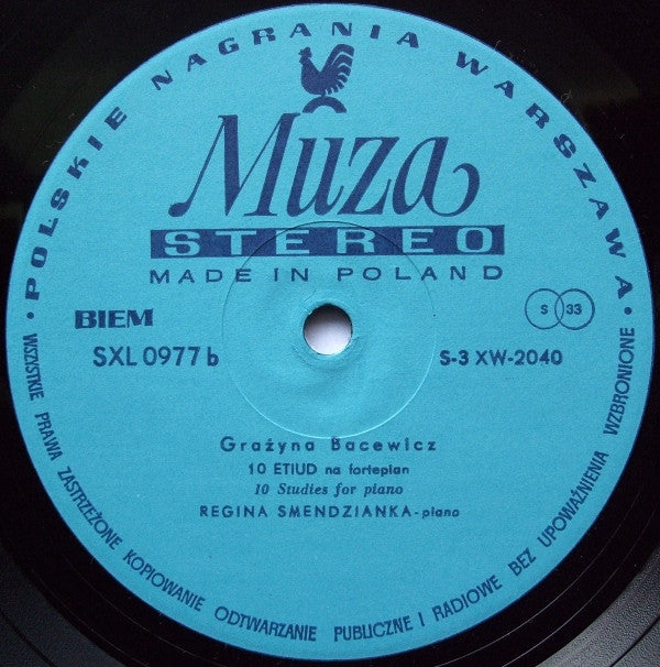 Regina Smendzianka - Grażyna Bacewicz : Regina Smendzianka Plays Piano Works By Grażyna Bacewicz (LP)