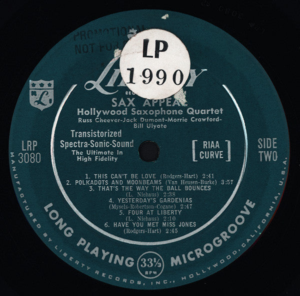 Hollywood Saxophone Quartet : Sax Appeal (LP, Album, Mono)