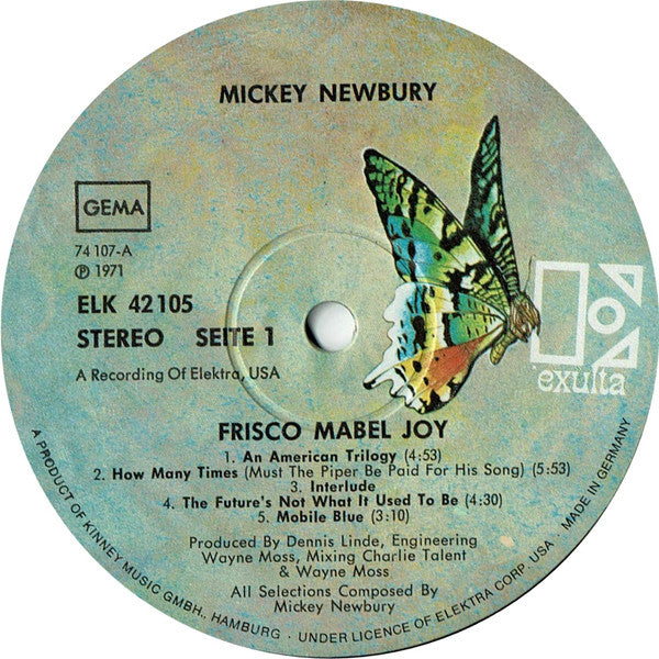 Mickey Newbury : 'Frisco Mabel Joy (LP, Album)