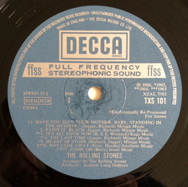 The Rolling Stones : Big Hits (High Tide And Green Grass) (LP, Comp, RE)