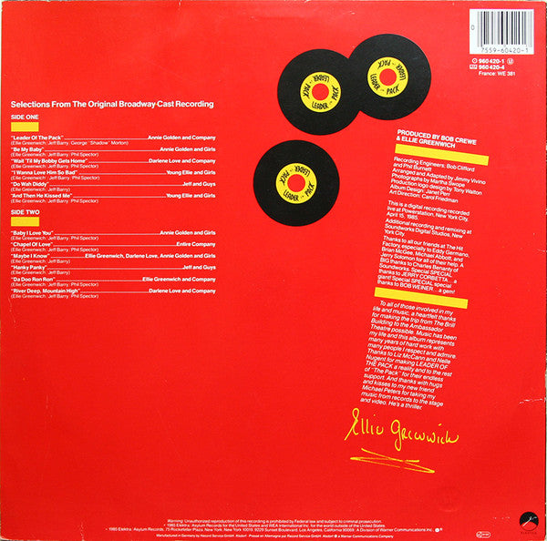 Various : Greatest Hits From Leader Of The Pack (Original Broadway Cast) (LP, Comp)