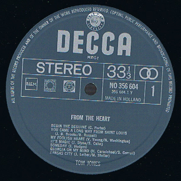 Tom Jones : From The Heart (LP, Album)