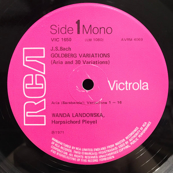 Johann Sebastian Bach - Wanda Landowska : Goldberg Variations (LP, Mono, RE)