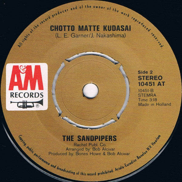 The Sandpipers : Free To Carry On (7", Single)