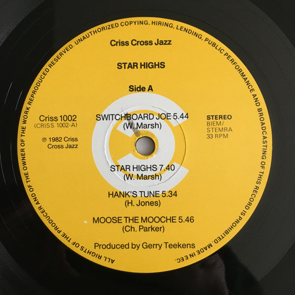 Warne Marsh With Hank Jones, George Mraz And Mel Lewis : Star Highs (LP, Album)