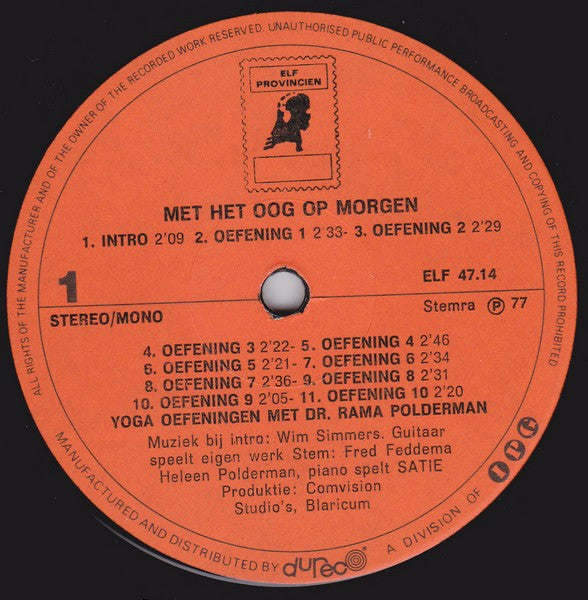 Rama Polderman : Yoga, Met Het Oog Op Morgen (LP, Album)