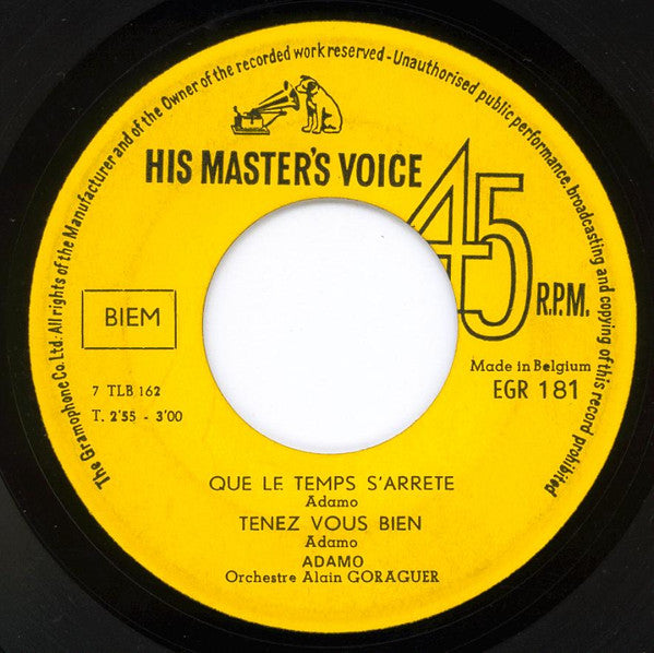 Adamo : En Bandoulière / On N'A Plus Le Droit / Tenez Vous Bien / Que Le Temps S'arrête (7", EP)