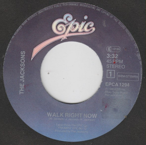 The Jacksons : Walk Right Now (7", Single)