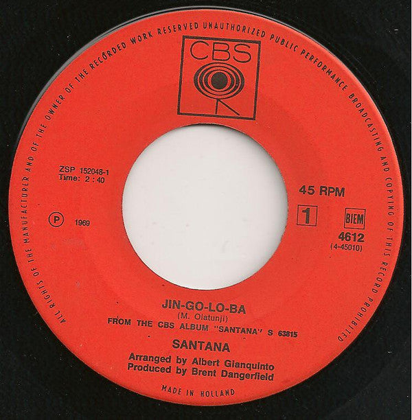 Santana : Jin-Go-Lo-Ba / Persuasion (7", Single)