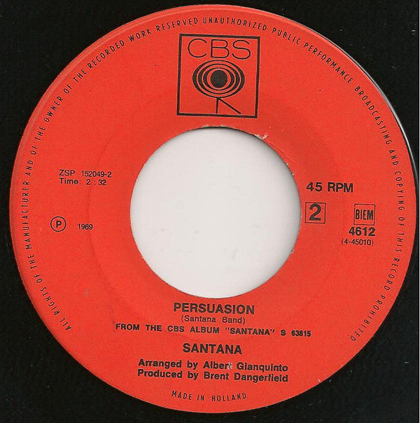 Santana : Jin-Go-Lo-Ba / Persuasion (7", Single)