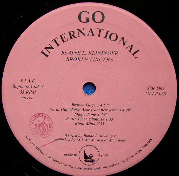 Blaine L. Reininger : Broken Fingers (LP, Album)