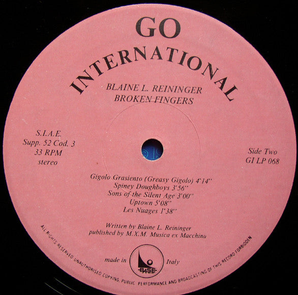 Blaine L. Reininger : Broken Fingers (LP, Album)