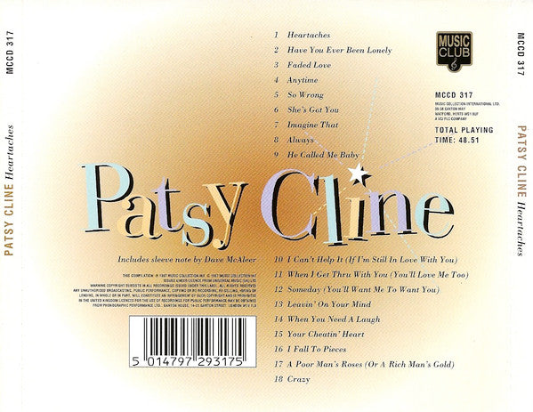 Patsy Cline : Heartaches (CD, Comp)