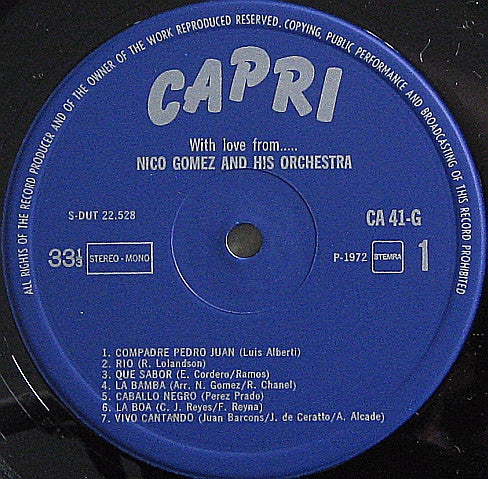 Nico Gomez And His Orchestra : With Love From...Nico Gomez And His Orchestra (LP, Comp)