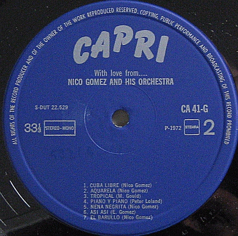 Nico Gomez And His Orchestra : With Love From...Nico Gomez And His Orchestra (LP, Comp)