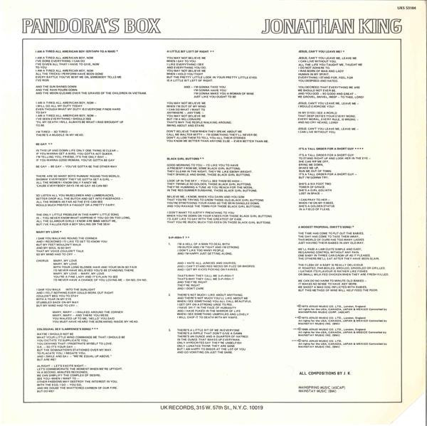 Jonathan King : Pandora's Box (LP, Album, Aud)
